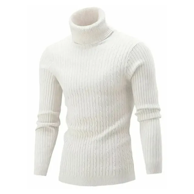 Autumn/Winter men's sweater with high turtleneck, monochrome and long sleeve in three colours