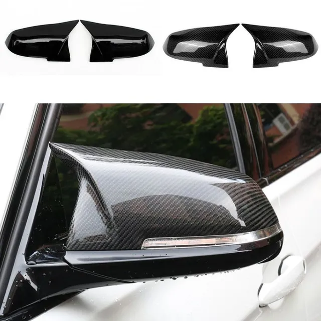 Black rear view mirror cover for BMW - 2pcs