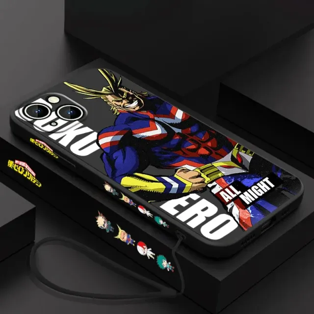 Coque en silicone stylée pour iPhone avec motifs de l'anime My Hero Academia