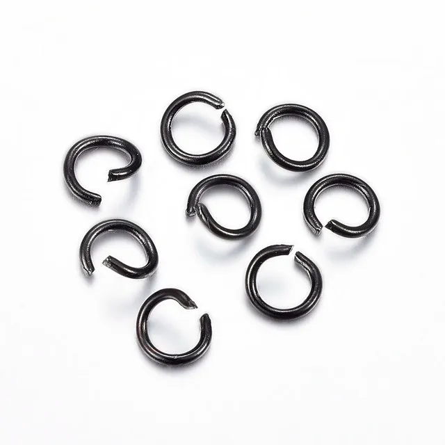 500 czarnych pierścieni otwartych ze stali nierdzewnej 304 (21 Gauge)