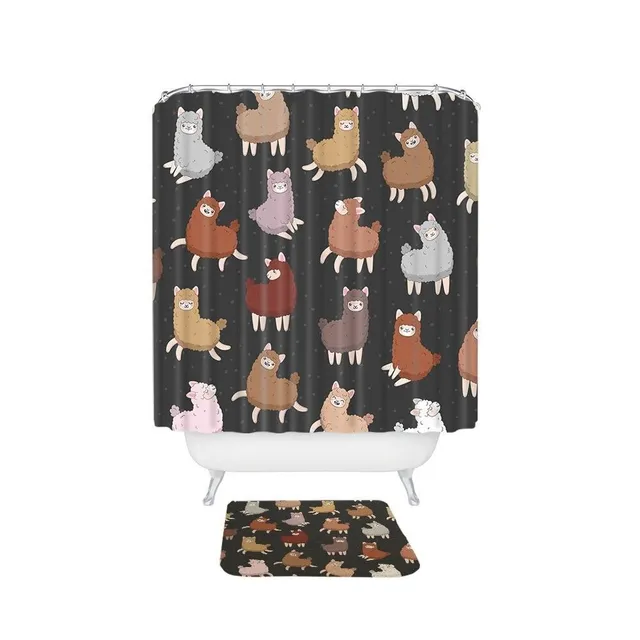 Shower curtain and preposition with llama 2 pcs