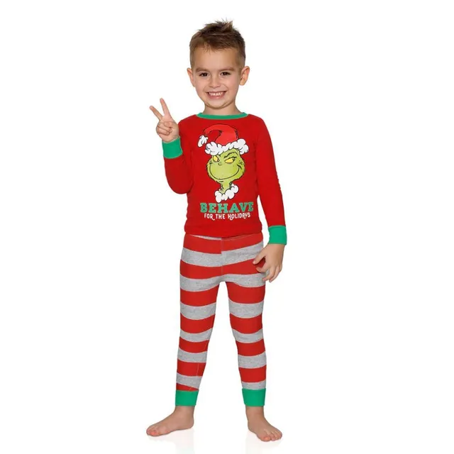 Christmas family pyjamas with cheerful Grinch print