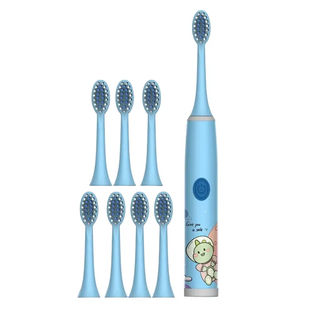 Children electric toothbrush with space design Soft electric toothbrush with animals for children with 8 replacement heads Waterproof toothbrush for AA battery with astronauts IPX7