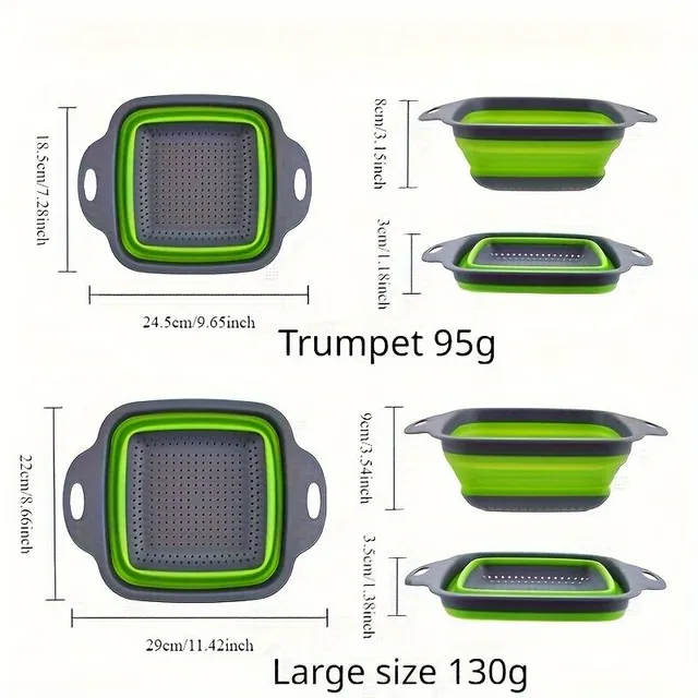 Practical folding sieve for washing fruit and vegetables - 2 pieces, different sizes, durable materials, suitable for every kitchen