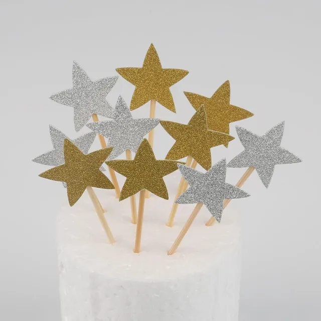 Barevný dort Topper Star Heart svatební dekorace (10 kusů)