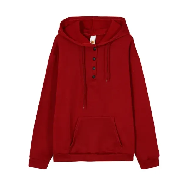 Fashion trendy sweatshirt for women with long sleeves, free, button-on and hooded