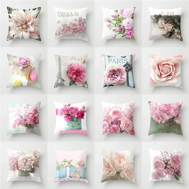 Gentle pillowcase with flower motif 45 x 45 cm