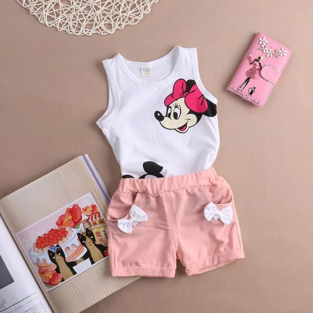 Girls cute summer set with a print of a popular animated couple - tank top + shorts