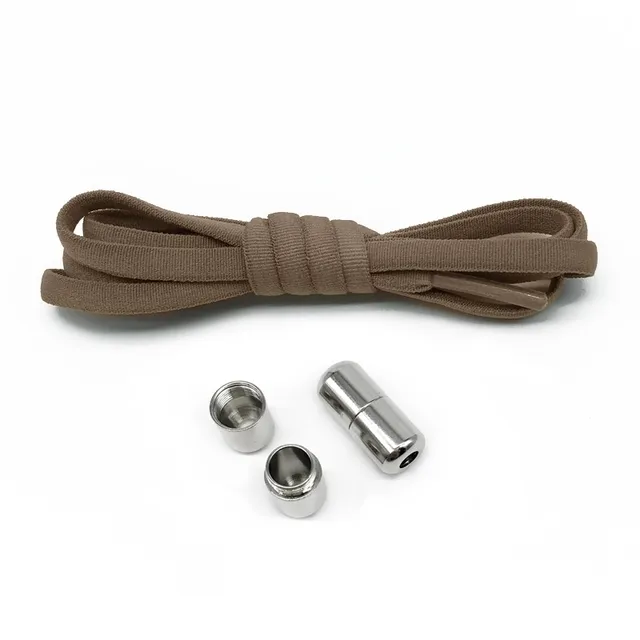 Stylish shoelaces with metal clamping brown