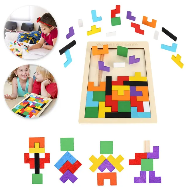 Drewniane puzzle tetris