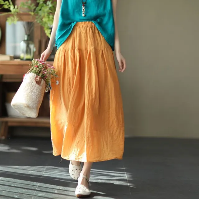 Women's Luxury Trends Modern Solid Color Long A skirt with High Waist