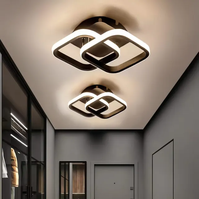 Čierna moderná LED stropná lampa do predsiene, spálne, kúpeľne, kuchyne, balkóna a schodov