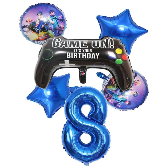 Štýlová narodeninová dekorácia s motívom populárnej hry Fortnite - sada balónov 6pcs A set 8