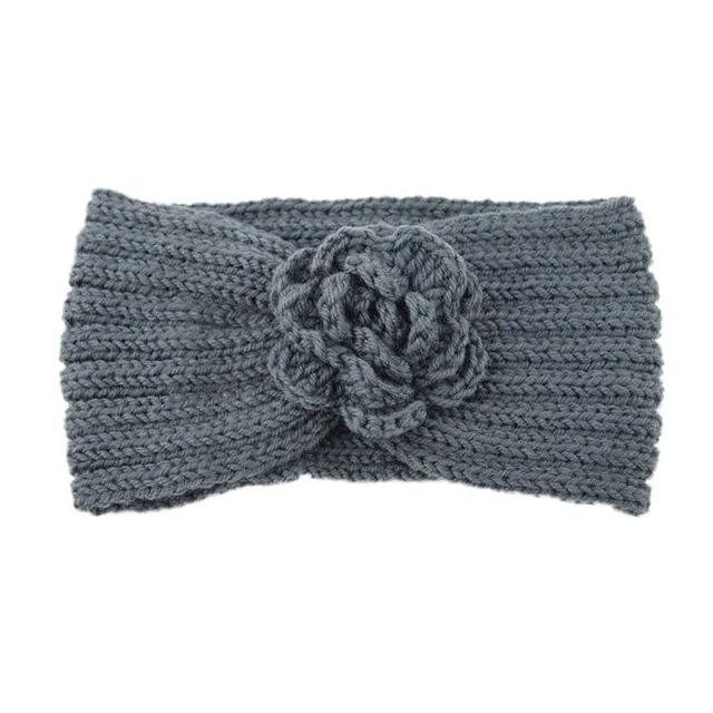 Women's winter knitted headband with flower