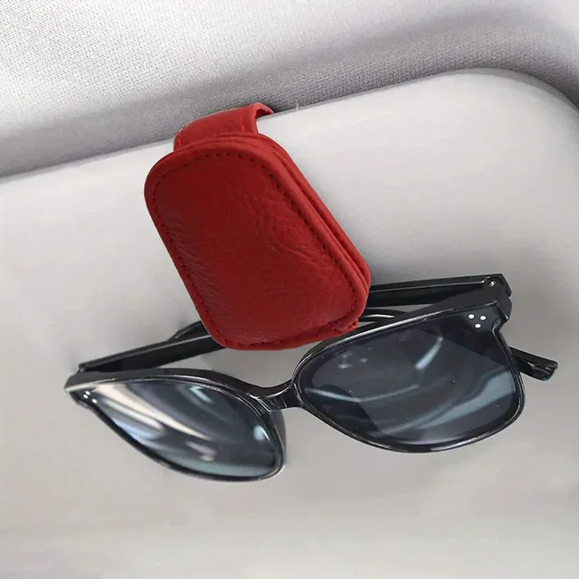 Magnetic sunglass holder with artificial leather sun visor - Auto Accessories