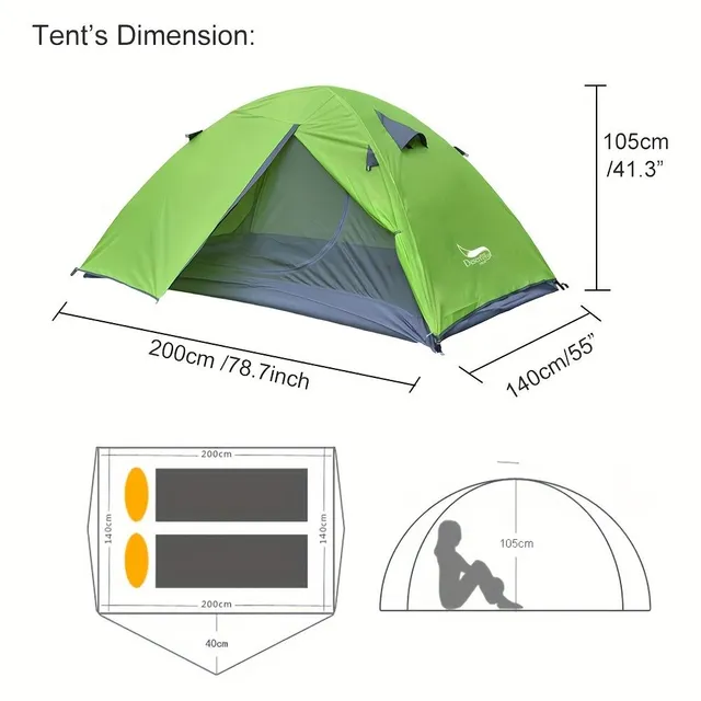 1 pc double-layer tent for two persons, outdoor camping portable tent resistant to rain and sun cream