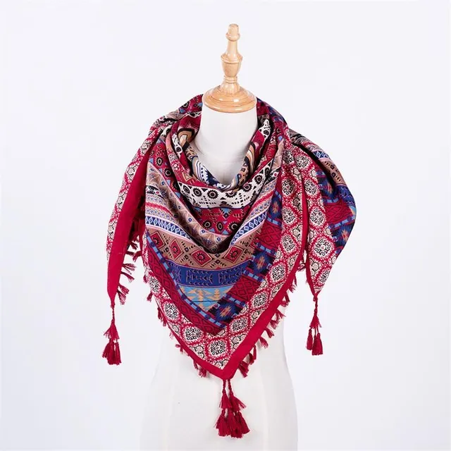 Ladies winter scarf with fringe - 6 colours