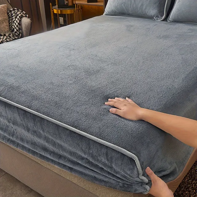 1ks Luxusní sametová prošité prostěradlo - bez povlaku na polštář - teplá zimní ochrana matrace