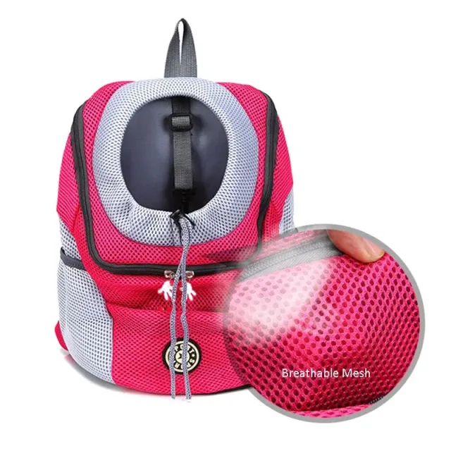 Portable travel bag for dogs and cats with breathable netting and double shoulder strap