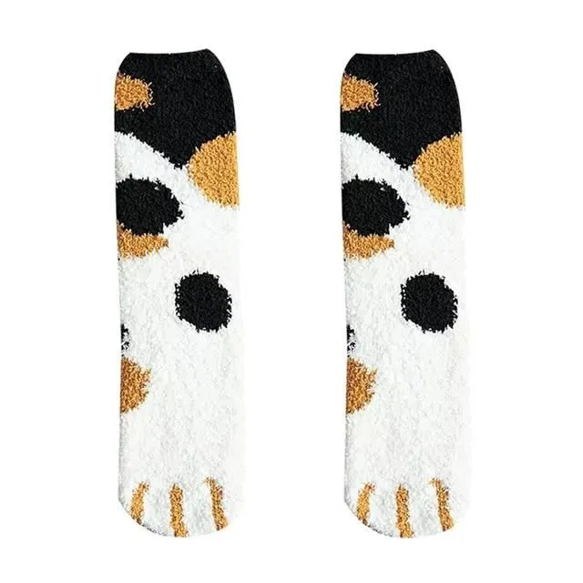 Warm socks in the shape of a paw