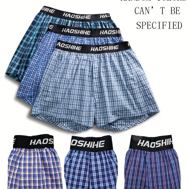 Men's plaid boxers (3 pcs) - random colours, breathable and comfortable for everyday wear