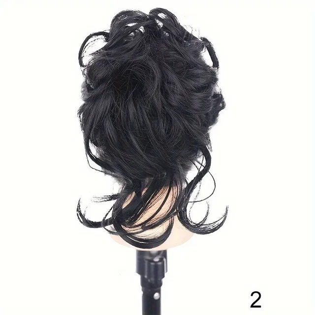 Scrambled bun with clip - Clip-in hairpins with curly and wavy fibres - Synthetic hair