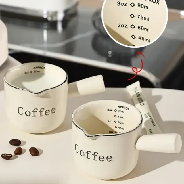 1 piece, ceramic measuring cup with handle, coffee jazz, creamy jazz, coffee accessories