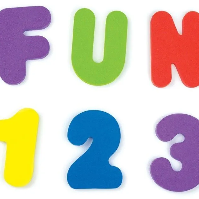Alfabet și cifre din spumă pentru copii - 36 bucăți