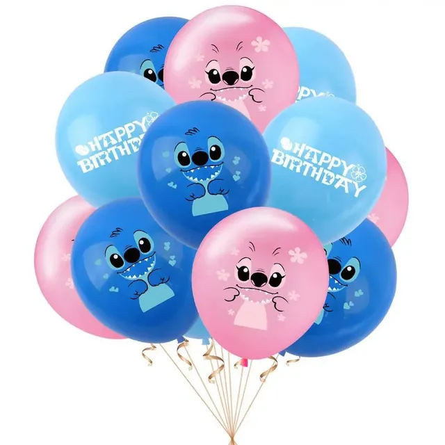 Birthday set of decorative party balloons with Lilo and Stitch motif