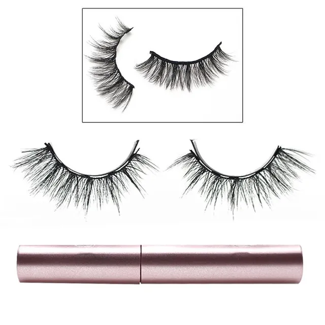 Set of a pair of magnetic false eyelashes and liquid eyeliner