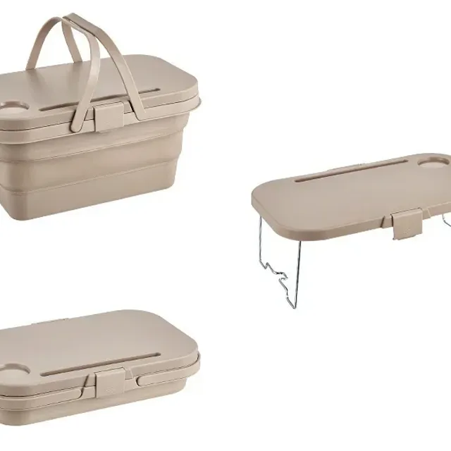 Folding picnic basket with durable lid