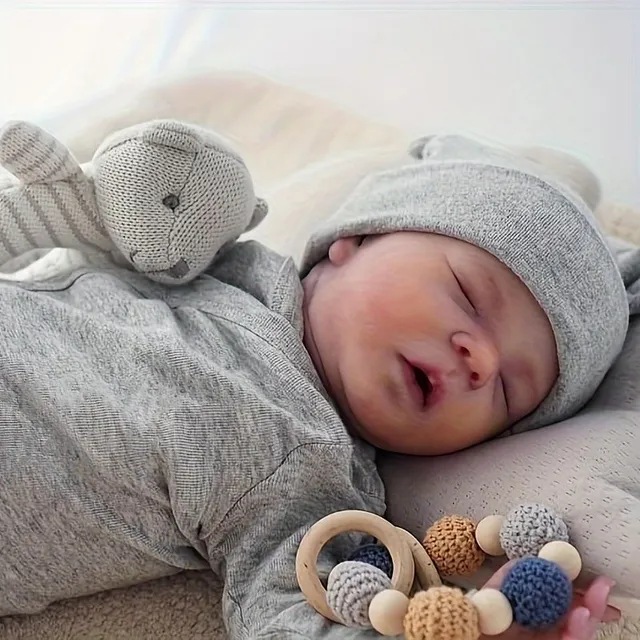 Handmade reborn doll 41 cm vinyl with closed eyes, realistic and suitable as a gift for society