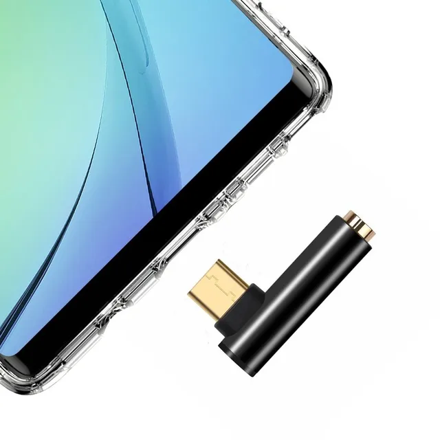 Curved USB-C adapter on 3.5mm jack