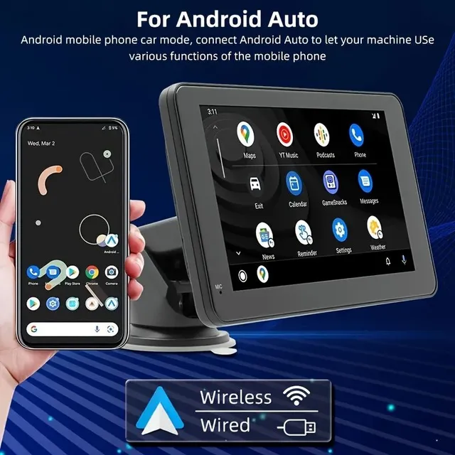 Navigație tactilă de 7" cu Android Auto wireless și MirrorLink, GPS, Wi-Fi și RDS, rezoluție înaltă