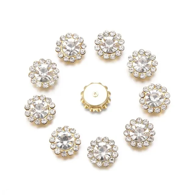 Crystal buttons in flower shape - set 10 pcs