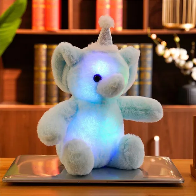 Éléphant en peluche mignon avec lumière LED pour enfants - 30 cm