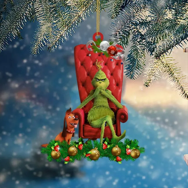 Wisząca dekoracyjna ozdoba świąteczna z motywem Grincha