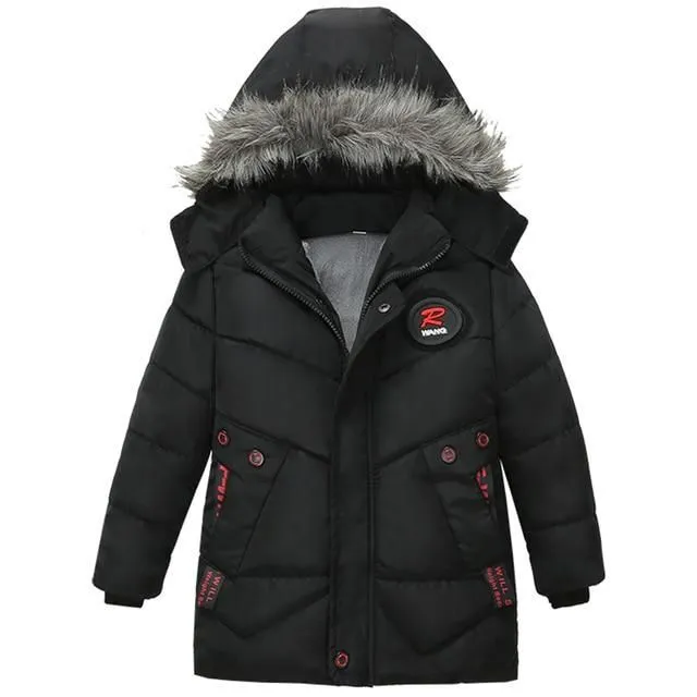 Lange Winterjacke für Kinder r-black 2t