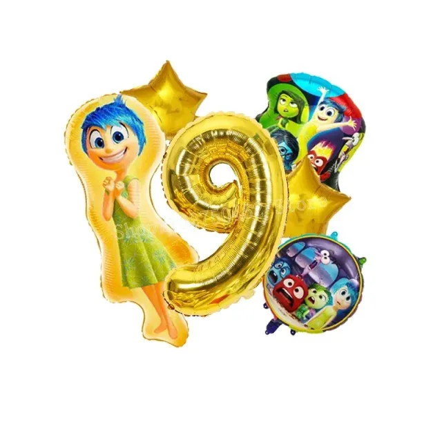 Ensemble de ballons d'anniversaire en aluminium avec numéro - personnages du film Vice-Versa 2