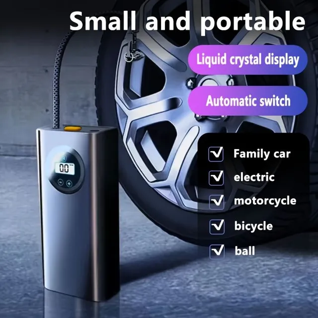 Portable air compressor with digital pressure gauge for car and motorcycle