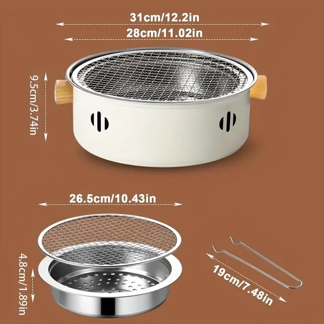 Mini smokeless barbecue for outdoor camping