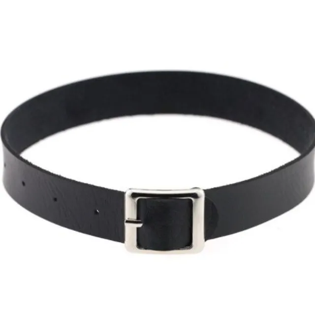 Leather choker as a belt with buckle - 12 colours