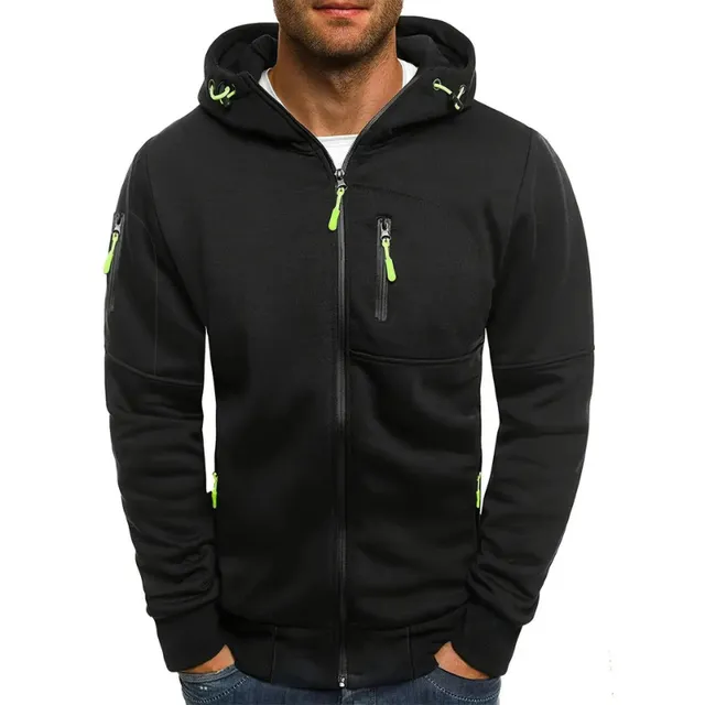 Men's comfortable loose hoodie with hood and zipper