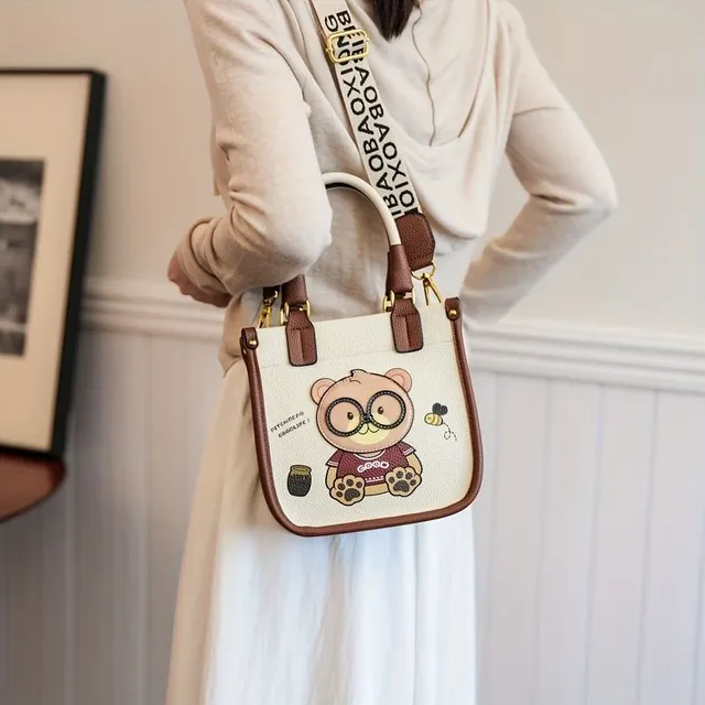 Sac crossbody stylé avec bandoulière amovible et ours