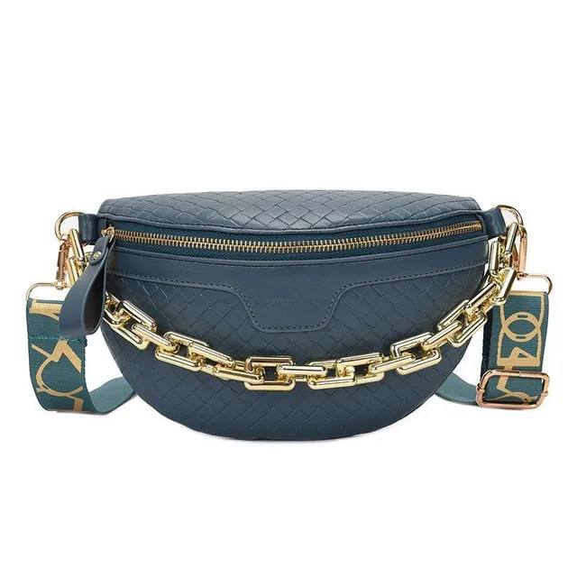 Luxurious women's fanny pack over shoulder with chain