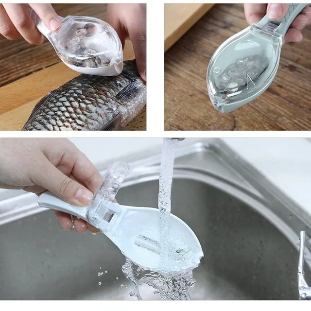 Instrument manual inovativ pentru îndepărtarea solzilor de pe pește cu capac