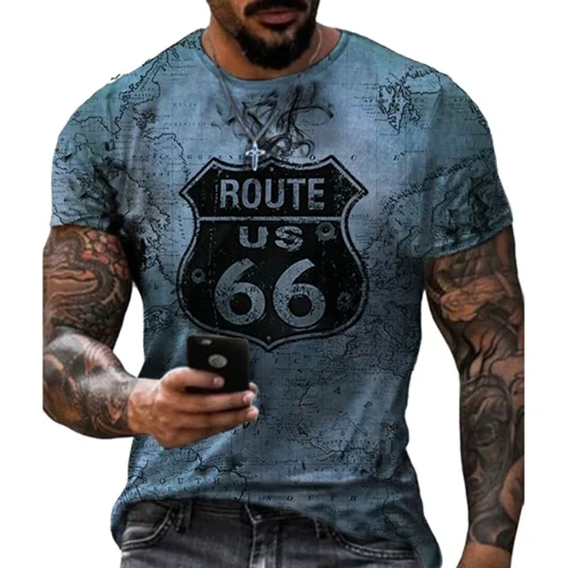 Pánské tričko s krátkým rukávem a 3D designovým potiskem - Route