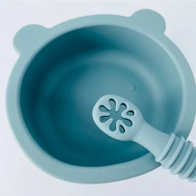 Cuillère en silicone pour bébé, avec sucette - outil d'apprentissage de l'alimentation