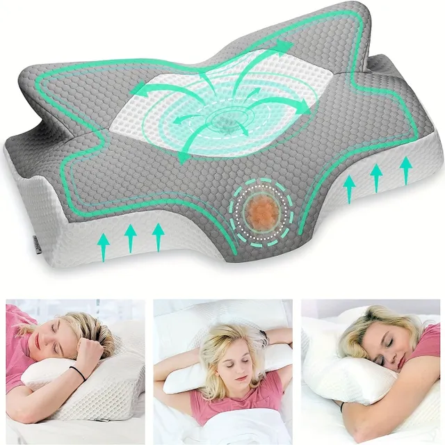 Anatomical memory foam pillow for neck and shoulder pain - for all sleeping positions