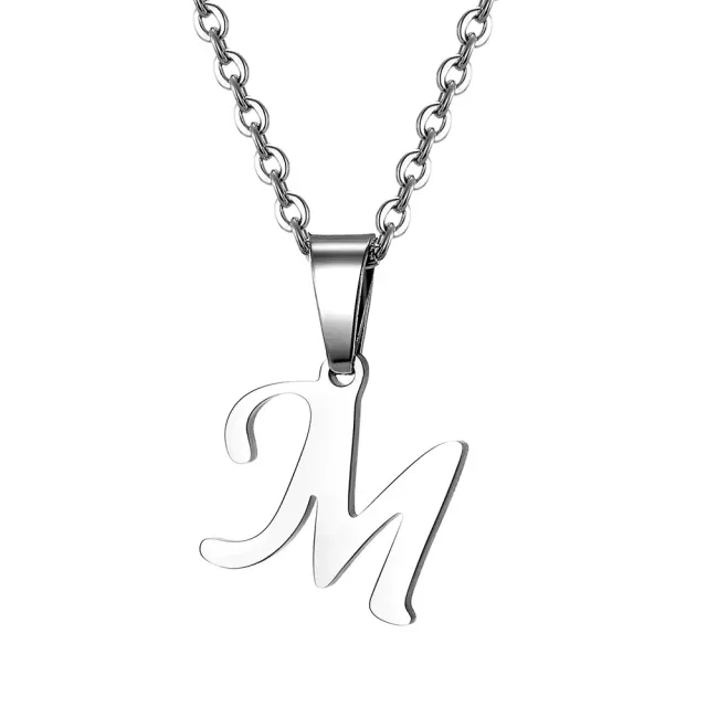 Necklace with letter of steel - Pendant with letter of stainless steel